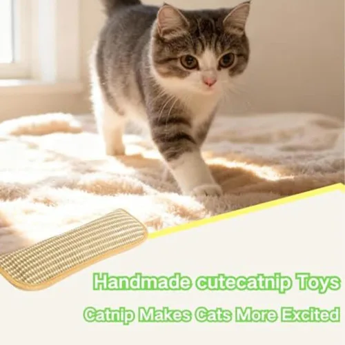 Vista 3 de Almohada con hierba gatera - Juguetes orgánicos para Gatos con hierba gatera, cuerda masticable resistente para Gatos, juguete interactivo