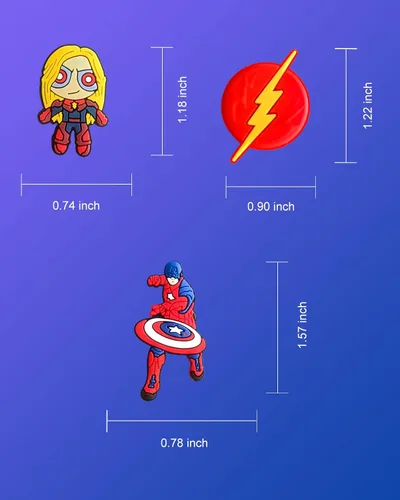 Vista 2 de 25 dijes de superhéroe para decoración de zapatos de zueco, accesorios de héroe de dibujos animados para adultos, Metal no precioso., No es una