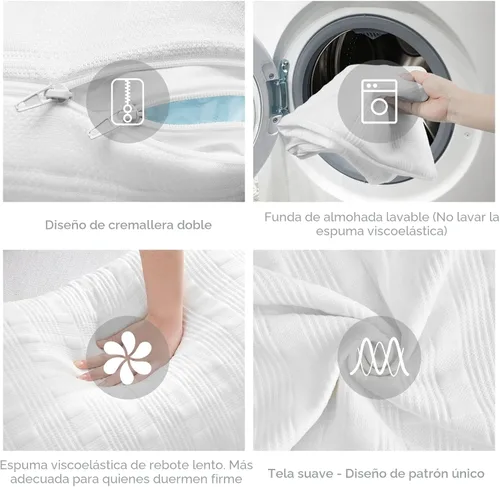Vista 5 de Meoflaw Juego de 2 almohadas refrescantes para dormir, tamaño estándar, almohada de espuma viscoelástica triturada, almohada estándar ajustable