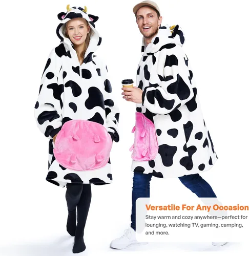 Vista 6 de Giggling Getup Manta Vestible con Capucha para Mujeres y Hombres Manta con Capucha Vestible de Forro Polar Sherpa Sudadera Manta Vestible Sherpa