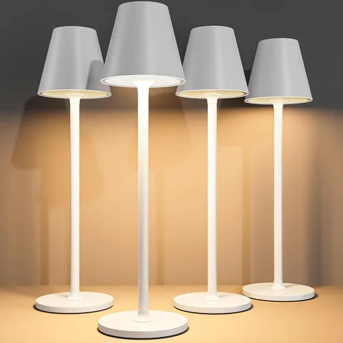 Vista 14 de Timjorman Lámpara de mesa LED inalámbrica, lámpara de escritorio con batería recargable de 4000 mAh, brillo de 3 niveles junto a la luz nocturna