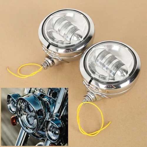 Vista 5 de Luz de paso de niebla auxiliar LED de 4-1/2" 4.5" y cubo de carcasa apto para Harley