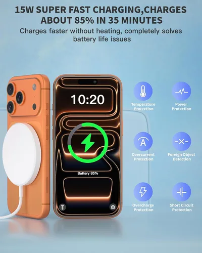 Vista 3 de Cargador magnético inalámbrico, paquete de 2 cargadores rápidos Apple Mag-Safe para iPhone, almohadilla de carga plana segura para iPhone 17Pro