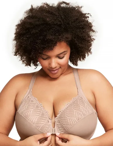 Vista 4 de Glamorise Con aros Wonderwire con cierre frontal y espalda en T para mujer, talla grande #1246