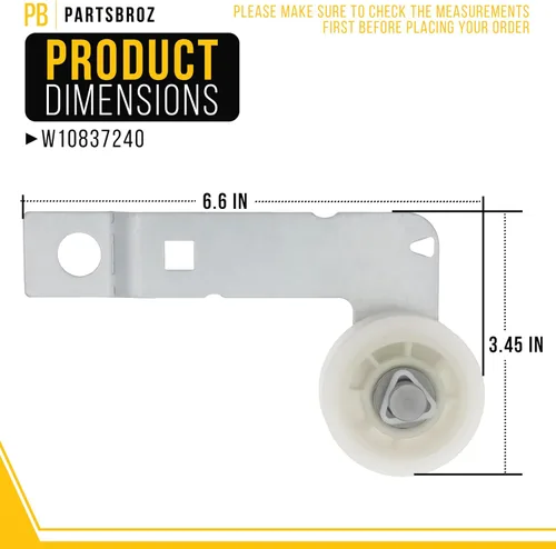 Vista 2 de PartsBroz W10837240 Polea tensora de secadora para Whirlpool WED8000DW4 MEDB835DW4 MEDB765FW0 WED8500DC4 MEDB855DC4 WED5600XW0 WED7500GC0 WED9050XW1