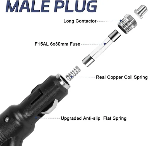 Vista 5 de Divisor para Encendedor de Cigarrillos de Coche, Adaptador Divisor de 12 V para Coche, Soporta Carga Rápida, Divisor de 1 a 2 Puertos de Carga