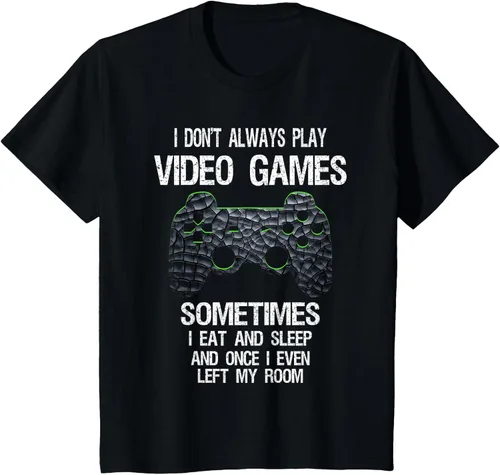 Vista 49 de Funny Gamer Video Games - Camiseta para niños y adolescentes, ajuste clásico, color negro, mezcla de algodón, Negro