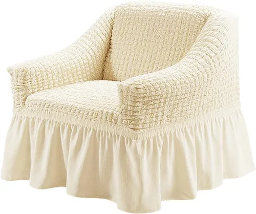 Vista 11 de Qubjus Funda Elástica para Sofá Fundas para Sofá Lavables Funda para Sofá Sillón Cama Protector de Muebles de Fácil Ajuste con Parte Inferior Beige