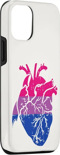Vista 3 de Funda de regalo para enfermera LGBTQ para iPhone 14 con corazón anatómico y orgullo bisexual