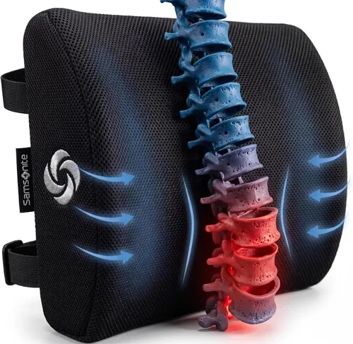 Vista 5 de Samsonite - Cojín ergonómico 2 en 1 y cojín de apoyo lumbar, silla de oficina de espuma viscoelástica para apoyo de espalda y almohada de asiento
