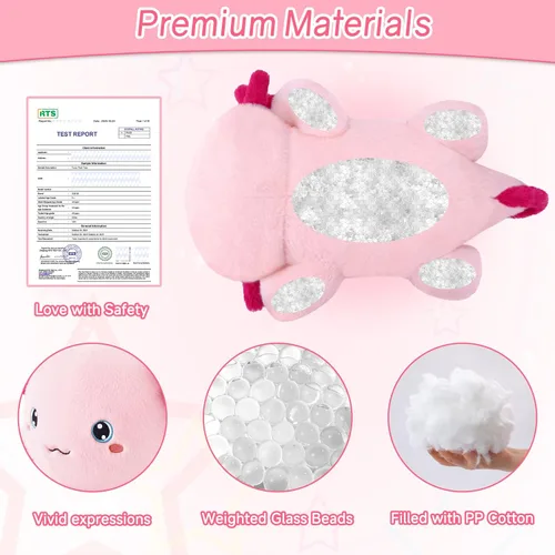 Vista 4 de SQEQE Ajolote de peluche con peso, juguete de peluche de ajolote con peso suave, bonita almohada para abrazar, regalo para niños y adultos