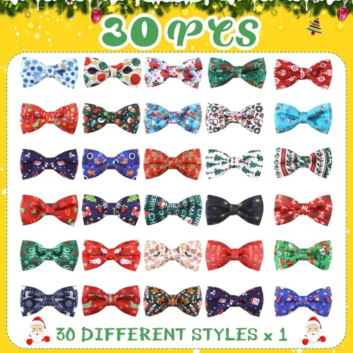 Vista 4 de Talltalk 30 Piezas de Corbatines para Perro, Lazos para Perro a Granel, Accesorios Festivos para Perro, Adornos para Collares Desmontables, Lazos