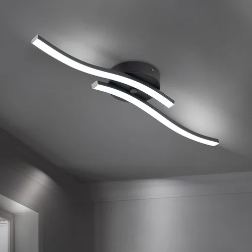 Vista 14 de EDISLIVE Moderna lámpara de techo LED regulable curva, 2 luces de 22.5 pulgadas, lámpara de techo minimalista LED empotrada para dormitorio