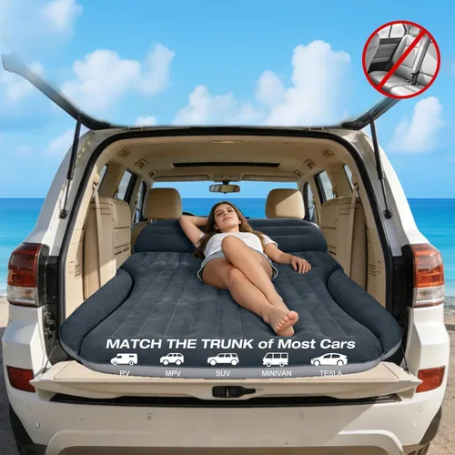 Vista 7 de Ciremiv Colchón de aire SUV para campamento de coche, cama de automóvil de Gris