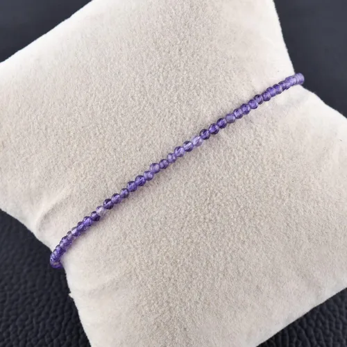 Vista 44 de Natural Gemstone Micro Beads Dainty Bangle Bracelet, Handmade Birthstone Jewelry, Healing Chakra Crystals, Silver Plated 8 inch, Birthday Gift for