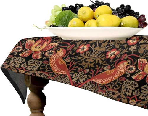Vista 104 de Mantel Floral Retro de Pájaros, Diseño Original Bohemio William Morris Estampado Cubierta de Mesa para Hogar Picnic Fiesta Comedor Cocina William