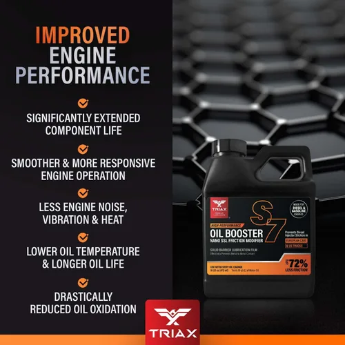 Vista 4 de Triax Max Oil Booster S7, limpiador de lodos de motor, refuerzo TBN, modificador de fricción, estabilizador de viscosidad, inhibidor de oxidación