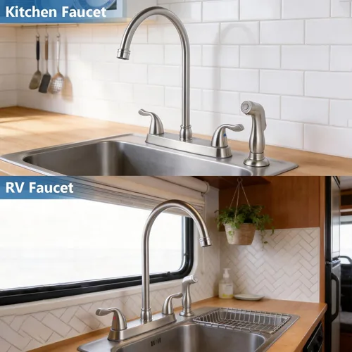 Vista 7 de Grifo de Cocina SHACO con Rociador Lateral, Grifo de Fregadero de Acero Inoxidable de 2 Asas con Línea de Suministro de Agua, Grifo de Cocina