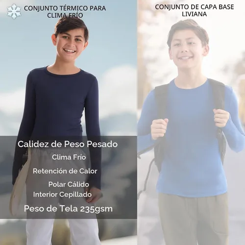Vista 6 de Cuddl Duds Conjunto térmico con forro polar pesado para clima frío para niños, camisa de manga larga y leggings, pantalones largos para niños Negro