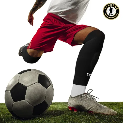 Vista 4 de Tekkerz Manga de pierna de más de 20 variaciones de color compatible con calcetines de agarre para fútbol, fútbol, hockey, rugby
