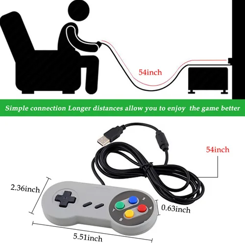 Vista 2 de TOOPONE 2 Pack Retro USB Controller Gamepad Joystick, USB PC Super Classic Controller Joypad Gamestick for Windows PC MAC Linux Raspberry Pi 3 Sega
