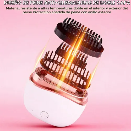 Vista 4 de Mini alisadora, cepillo portátil inalámbrico recargable para alisar el cabello, control de temperatura de 3 velocidades, carcasa antiquemaduras