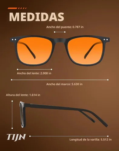 Vista 8 de TIJN Blue Light Blocking Glasses, Square Frame for Computer Gaming Negro