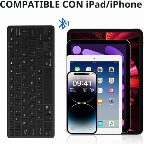 Vista 8 de Teclado Bluetooth TaIYanG para iPad Teclado Inalámbrico, Todos los Dispositivos Bluetooth Negro
