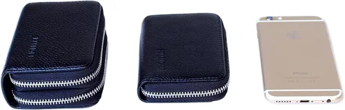Vista 5 de Women's Leather RFID Zipper Card Wallet Small Purse with Id Window