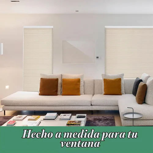 Vista 5 de Tonature Persianas Celulares de Tamaño Personalizado para Ventanas Cortinas Blackout sin Cordón Persianas Enrollables Protección UV Aislamiento Beige