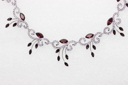 Vista 3 de Faship Precioso juego de collar y pendientes de cristal de diamantes de imitación