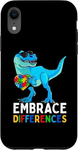 Vista 8 de Carcasa para iPhone 15 con diseño de rompecabezas de dinosaurios, concientización del autismo para niños