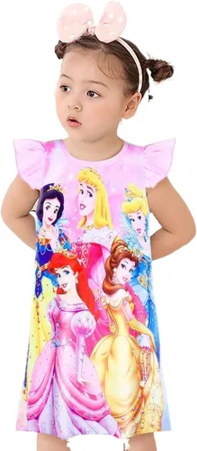 Vista 2 de MACCHO Girls Princess Fantasy Dress Toddler Flutter Sleeve Casual Clothes Daily Home Wear