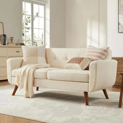Vista 51 de Tbfit Sofá en Forma de L, Sofás Seccionales Modernos de Mediados de Siglo de 80" de Ancho, Sofás de 3 Plazas con Chaise Lounge Amplio, Sofá Beige