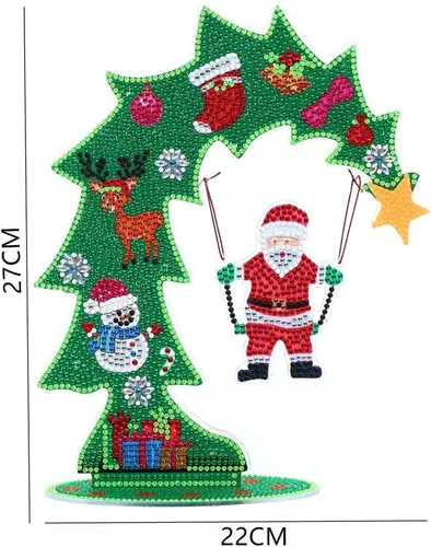 Vista 4 de YEESAM Art Kit de pintura de diamantes de imitación para árbol de Navidad, luminoso, árbol de Navidad y mesa de Papá Noel, 10.6 pulgadas, decoración
