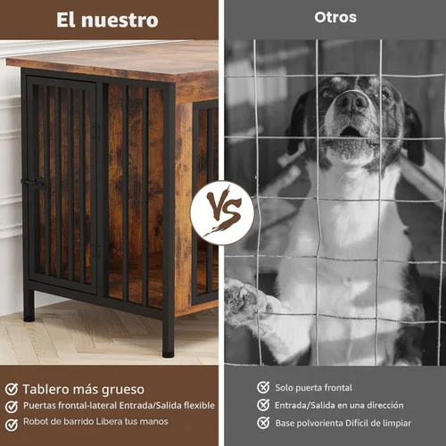 Vista 6 de EasyCom Mueble de jaula para perros para 1 o 2 perros, jaulas resistentes para perros individuales/dobles para perros pequeños, medianos y grandes