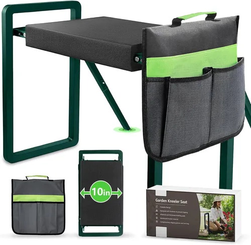 Vista 10 de seasky Banco de Jardín Plegable con Rodillera y Asiento, Banco de Jardinería Anti-Volcamiento con Almohadilla de Rodillas Amplia y Gruesa, Taburete