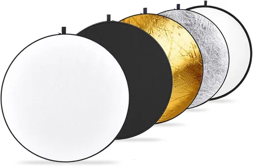 Vista 8 de NEEWER Reflector de luz de 12"/30cm Difusor de luz 5 en 1 Plegable Multi Disco con bolsa - Translúcido, plateado, dorado, blanco y negro