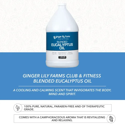 Vista 4 de Ginger Lily Farms Club & Fitness Aceite de eucalipto mezclado, para salas de vapor, 100% vegano y libre de crueldad, 1 galón (128 onzas líquidas)