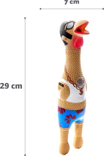 Vista 6 de Outward Hound by Charming Pet Squawkers Earl - Juguete de goma de pollo con látex chillón para perros, juguete divertido e interactivo