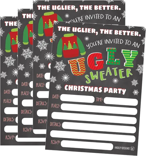 Vista 6 de Hadley Designs 25 invitaciones de fiesta de Navidad - Tarjetas de invitación de vacaciones premium para niños y adultos, invitaciones de fiesta