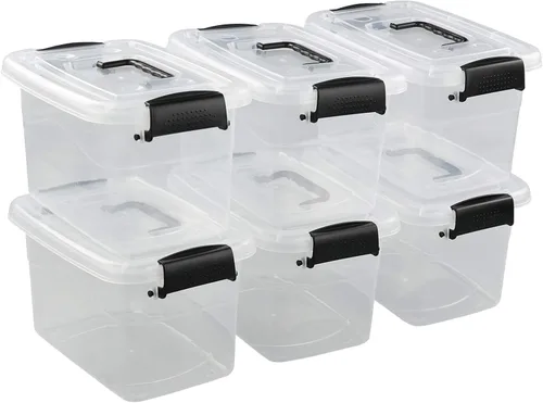 Vista 7 de Contenedor de almacenamiento transparente de 5 cuartos de galón, contenedor de caja con pestillo con mango negro, 6 paquetes