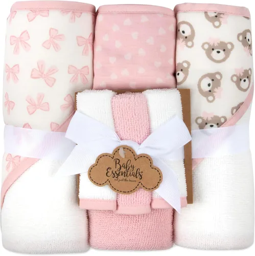 Vista 12 de Juego de 6 toallas de baño con capucha para bebés y niñas recién nacidos, bebés y niños pequeños, juego de toallas con capucha para bebés y niñas