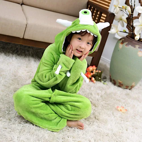 Vista 3 de Plustrong Pijama de una sola pieza para niños, disfraces de Halloween para niños y niñas, enterizo de franela de animales, disfraces de Halloween