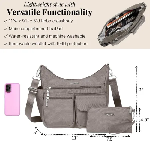 Vista 45 de Baggallini Modern Everywhere Crossbody Women 11x9x4.5 RFID Hobo Bag
