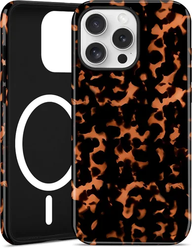 Vista 56 de Jusy Compatible con MagSafe Brown Tortoise Shell Print Phone Case para iPhone 7/8/SE, funda protectora magnética de lujo de TPU suave