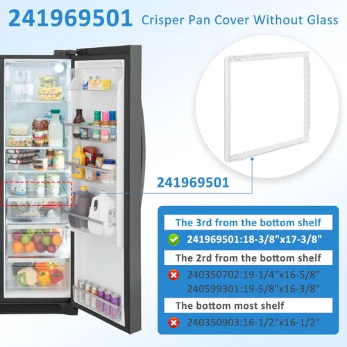 Vista 3 de ACTUALICE 241969501 Marco para estante de refrigerador sin vidrio Compatible para Frigi.daire 241969501/Pieza de Frigi.daire 241969501