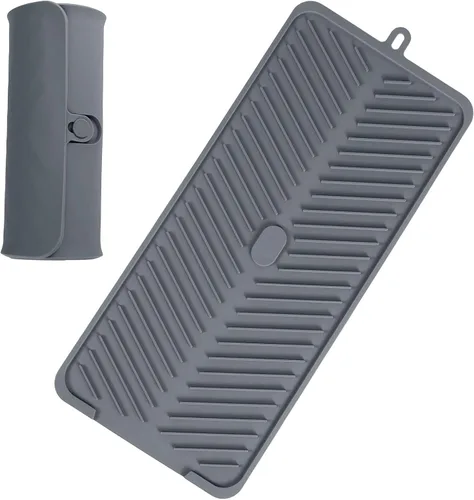 Vista 11 de Tapete grande para secar platos, alfombrillas de silicona de múltiples usos para múltiples usos, tapete de secado para encimera de cocina, 12 x 16