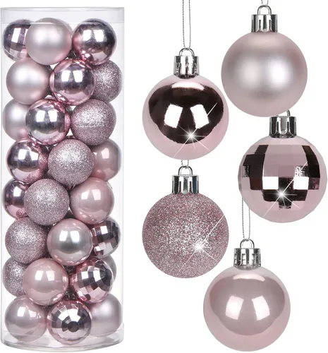 Vista 40 de Adornos de bolas de Navidad negras de 2.36 pulgadas, 25 piezas inastillables, set de adornos de Navidad, bolas de Halloween, adorno negro para árbol