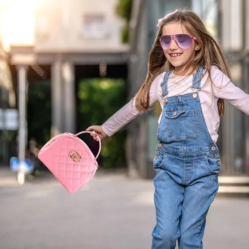 Vista 7 de Bolso de niñas pequeñas, juego de maquillaje de simulación para niños de 3-5 y 4-6 años, bolsos para niños con accesorios, bolso de mano rosa, kit